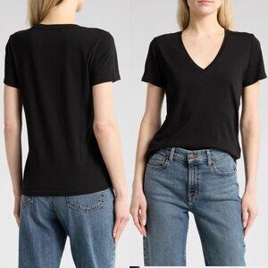 Madewell - Softfade V-Neck Short Sleeve Tee ND822 | Large | Black